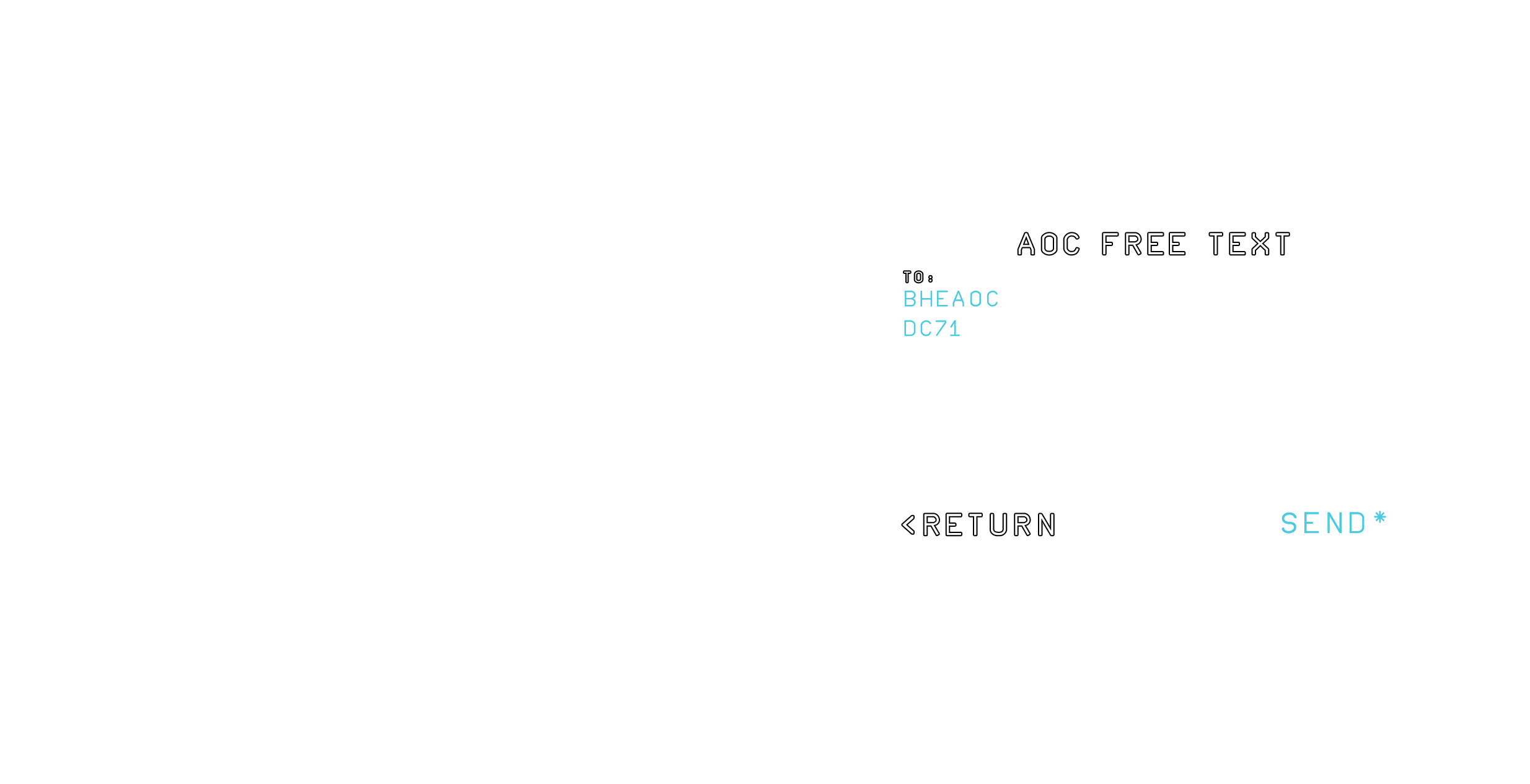 AOC FREE TEXT：发送给 BHEAOC 的 DC71 延误代码示例，含 RETURN 与 SEND 星号