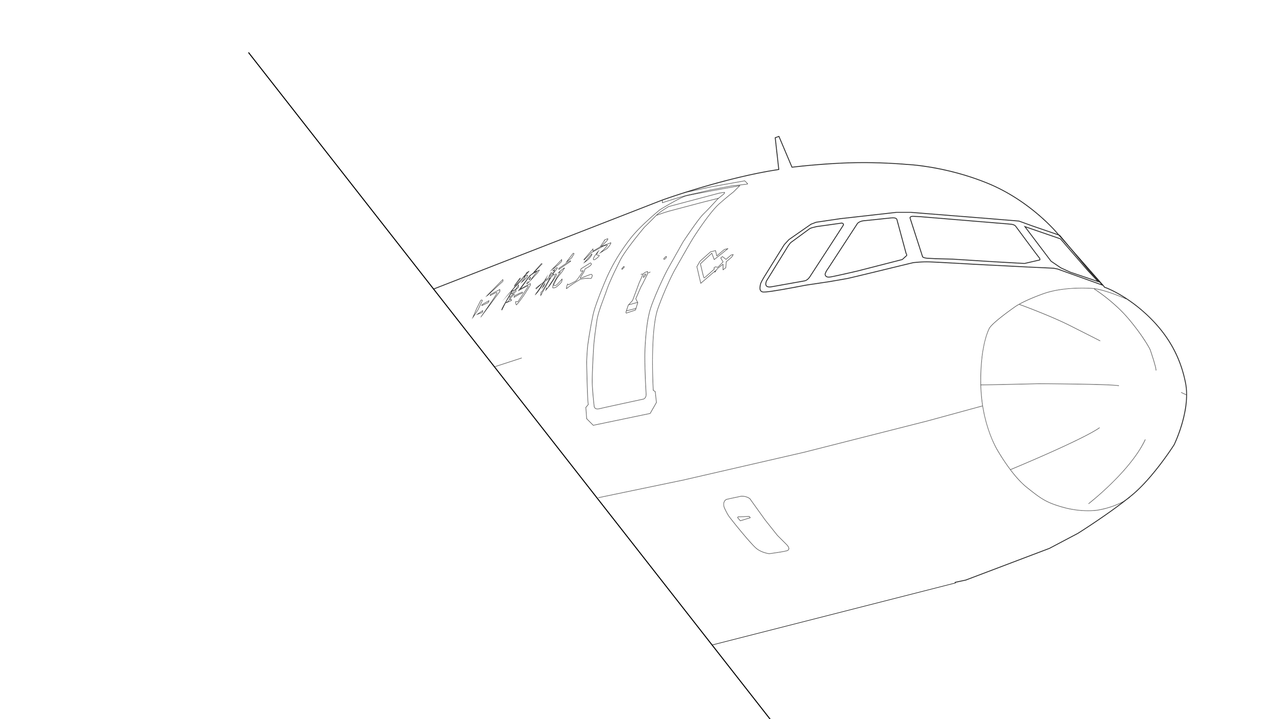 白鹤航空客机机头线稿