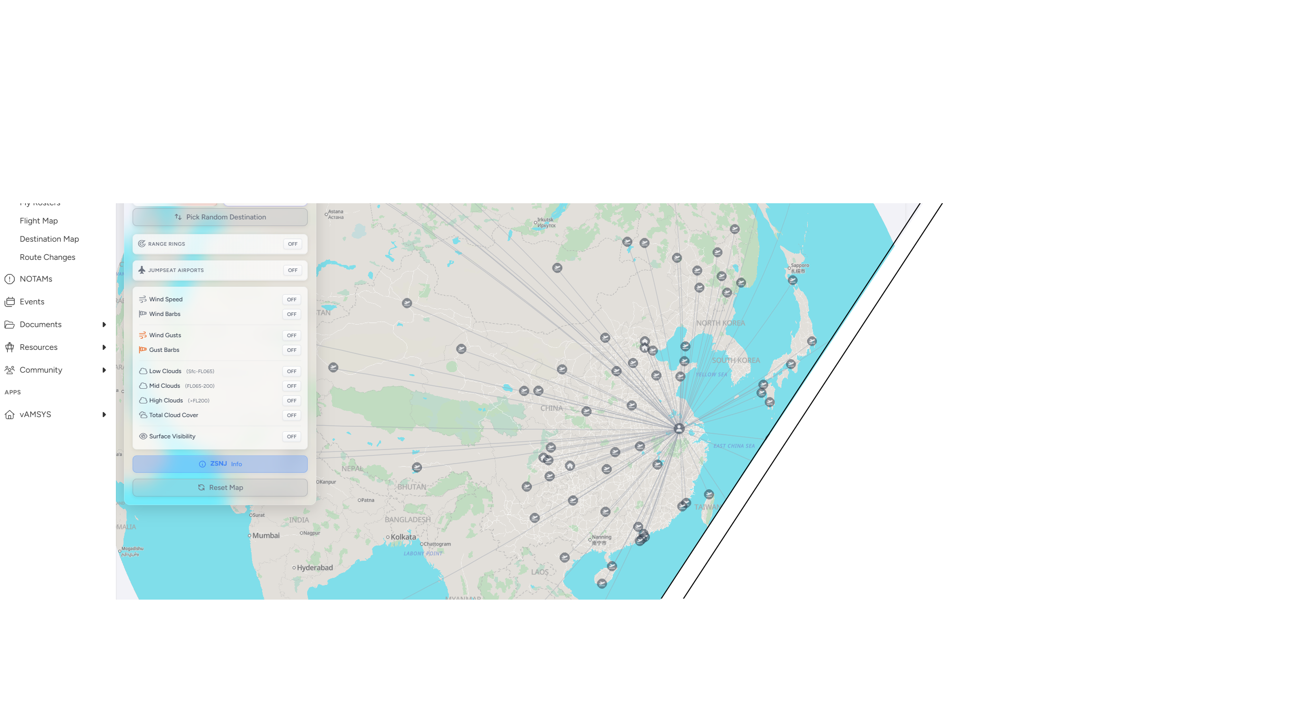 vAMSYS 公司航路地图